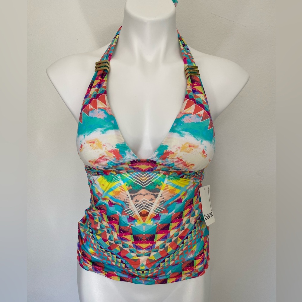 BAR III Skylar Geometric Print Halter Tankini Swimsuit Top XS